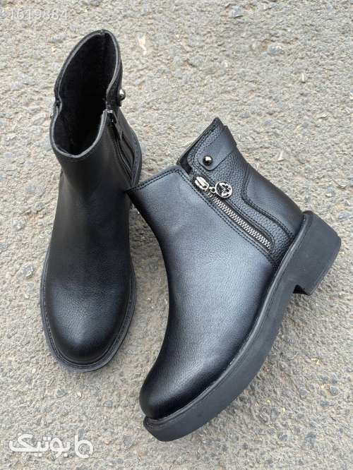 بوت زنانه چرم شیک مشکی 04 2025