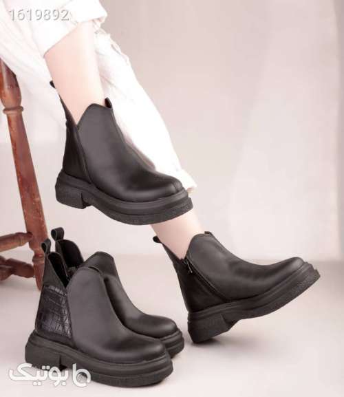 نیم بوت زنانه چرم مشکی 04 2025