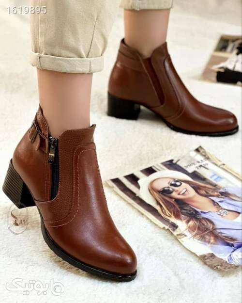 نیم بوت زنانه چرم قهوه ای 04 2025
