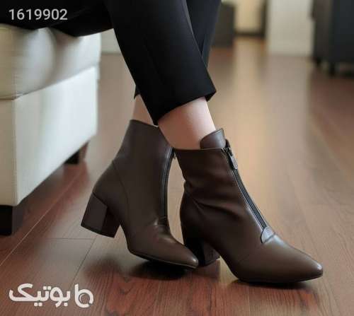 نیم بوت زنانه چرم مشکی 04 2025