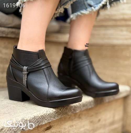 نیم بوت زنانه چرم مشکی 04 2025