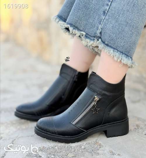 نیم بوت زنانه چرم مشکی 04 2025