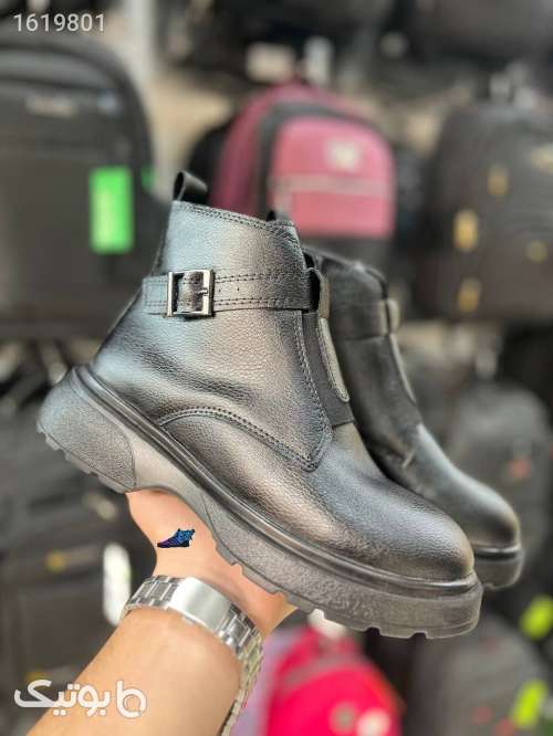 نیم بوت زنانه چرم شیک مشکی 04 2025