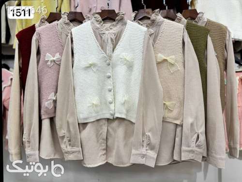 ست ژیله بافت و شومیز کبریتی کد 1511 کرم 04 2025