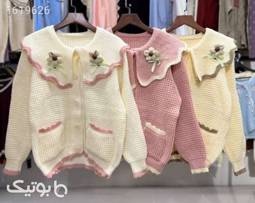 کاردیگن یقه ب ب گل و پاپیون✨ کد ۱۶۶۰ کرم 04 2025