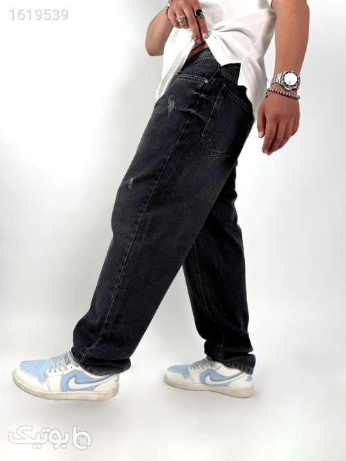 شلوار جین نیم بگ زغالی  سورمه ای 04 2025
