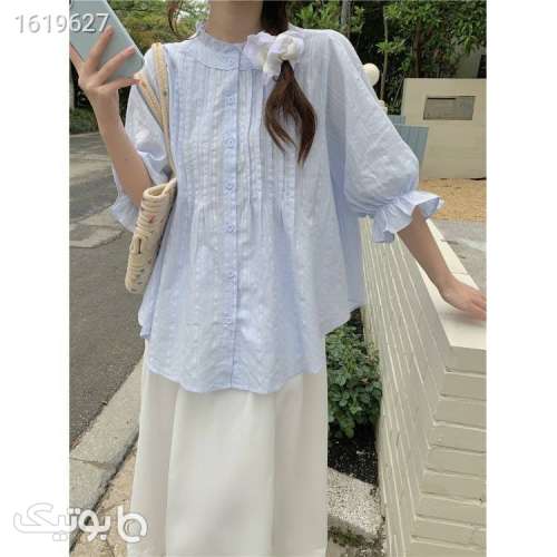 شومیز نخی ساده پینترستی زنانه کد 906 آبی 04 2025