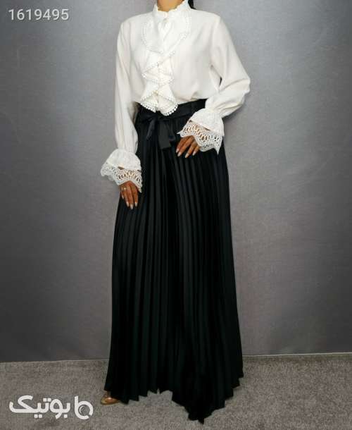 دامن شلواری پلیسه مشکی 04 2025