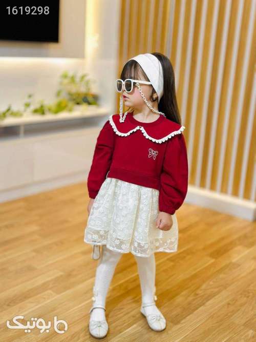 پیراهن دخترانه  زرشکی 04 2025