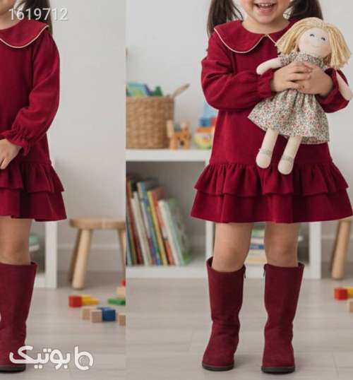 پیراهن دخترانه  زرشکی 04 2025