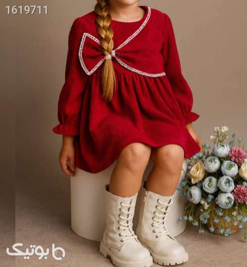 پیراهن یلدایی دخترانه  قرمز 04 2025