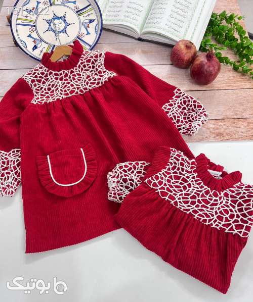 پیراهن یلدایی دخترانه  قرمز 04 2025
