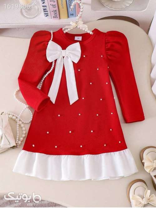 پیراهن یلدایی دخترانه  قرمز 04 2025
