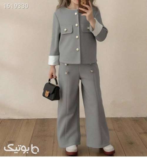 کت و شلوار مزونی دخترانه  نقره ای 04 2025