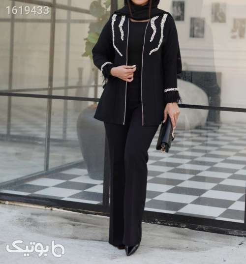 مانتو مدل جواهر دوزی مشکی 04 2025