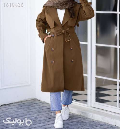  مدل ترنج کت بارونی بلند آستردار سبز 04 2025