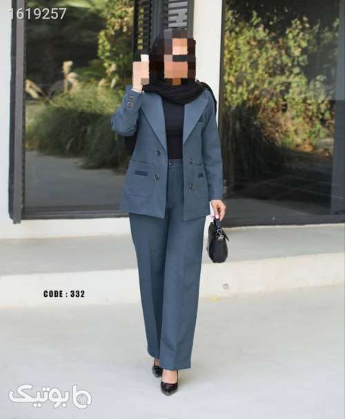 ست کت و شلوار توییت ساده سورمه ای 04 2025