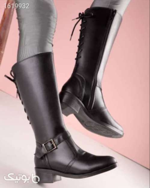 بوت زنانه چرم بلند مشکی 04 2025