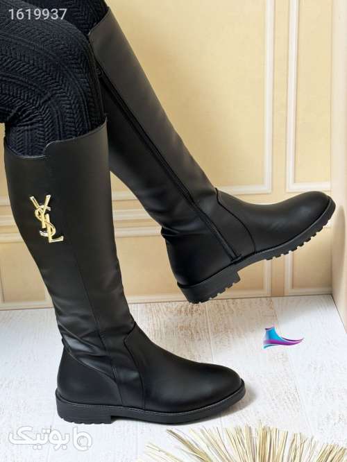 بوت زنانه چرم بلند مشکی 04 2025