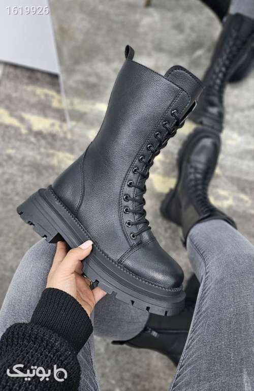 بوت زنانه چرم شیک مشکی 04 2025