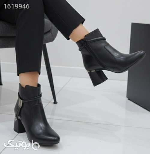 بوت زنونه چرم شیک مشکی 04 2025