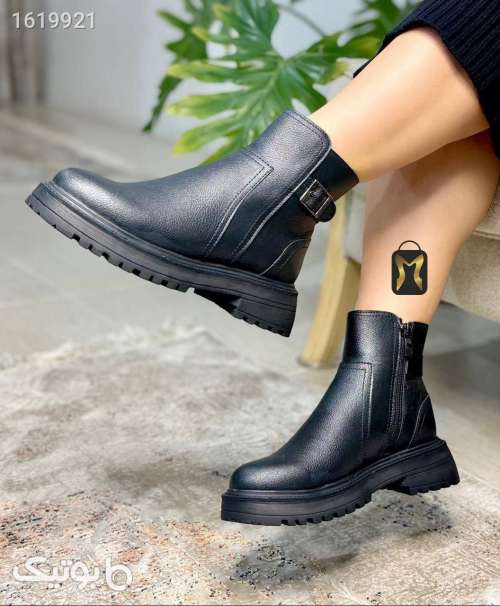 نیم بوت زنانه چرم مشکی 04 2025
