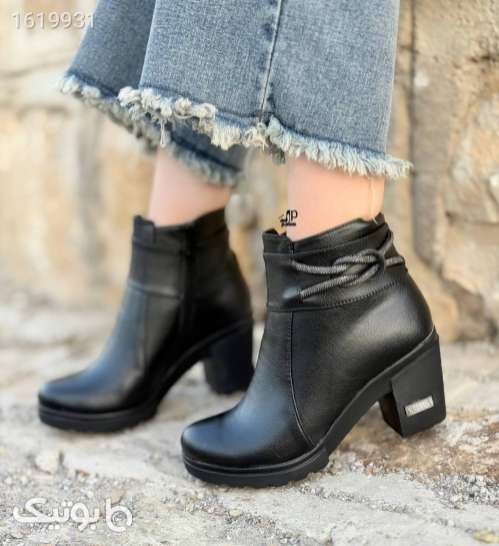 نیم بوت زنانه چرم مشکی 04 2025