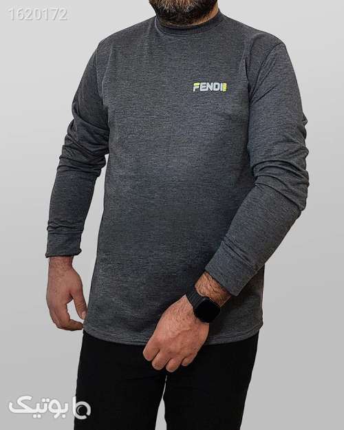 تیشرت زغال سنگی آستین بلند Fendi طوسی 04 2025