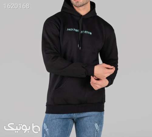 هودی مردانه کلاه دار مشکی طرح دار مشکی 04 2025