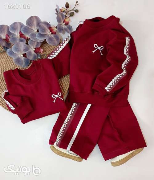 بلوز شلوار یلدایی دخترانه  زرشکی 04 2025