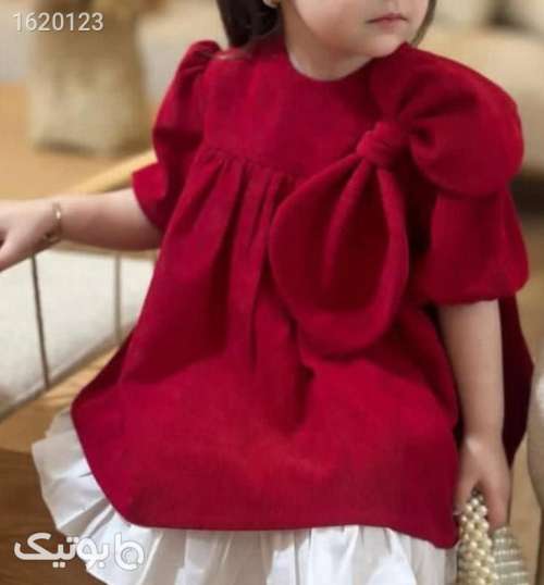 پیراهن مزون دوز دخترانه  زرشکی 04 2025