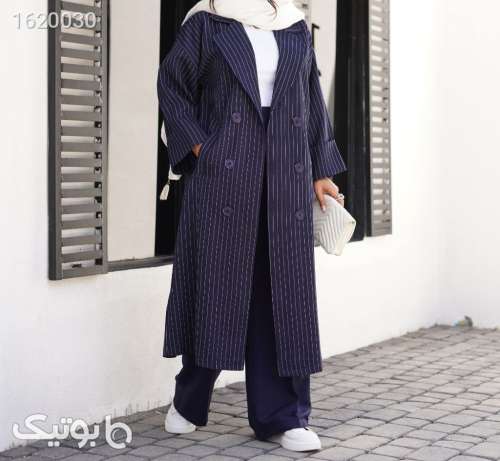 کت بلند ۶ دکمه پشت چاک دار سورمه ای 04 2025