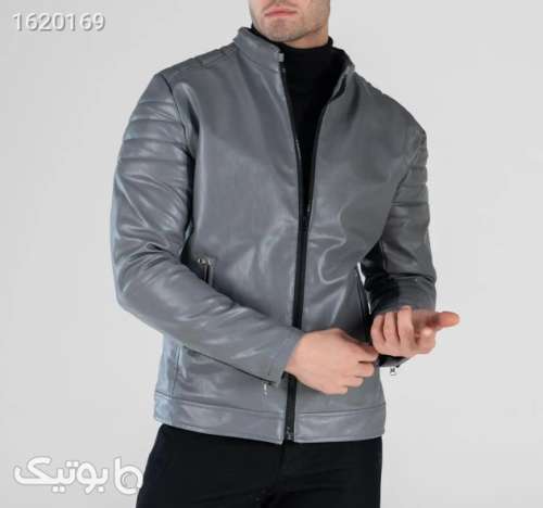 کاپشن اسپرت چرم مصنوعی مردانه طوسی طوسی 04 2025