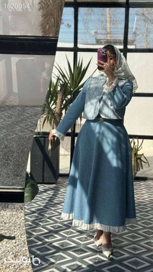 کت دامن لاکچری مدل میجان فیروزه ای 04 2025
