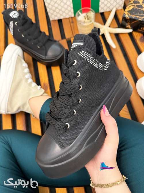 کتونی زنانه ساقدار مشکی 04 2025