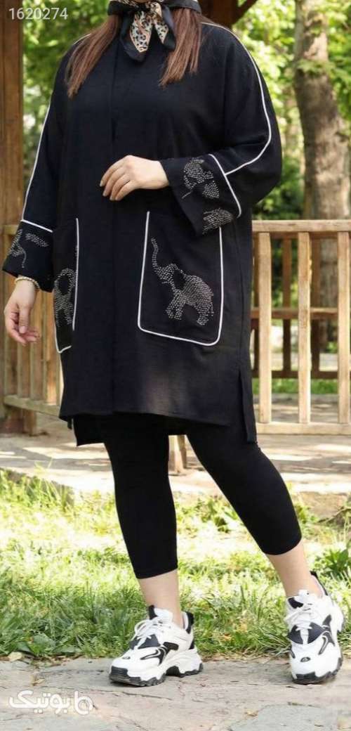 مانتو راحتی بیگ سایز  مشکی 04 2026