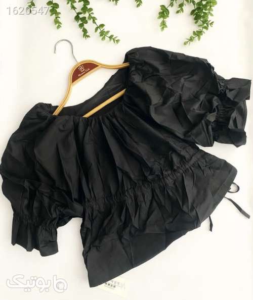 شومیز فانتزی استین پفی کمرکش وارداتی  مشکی 04 2026