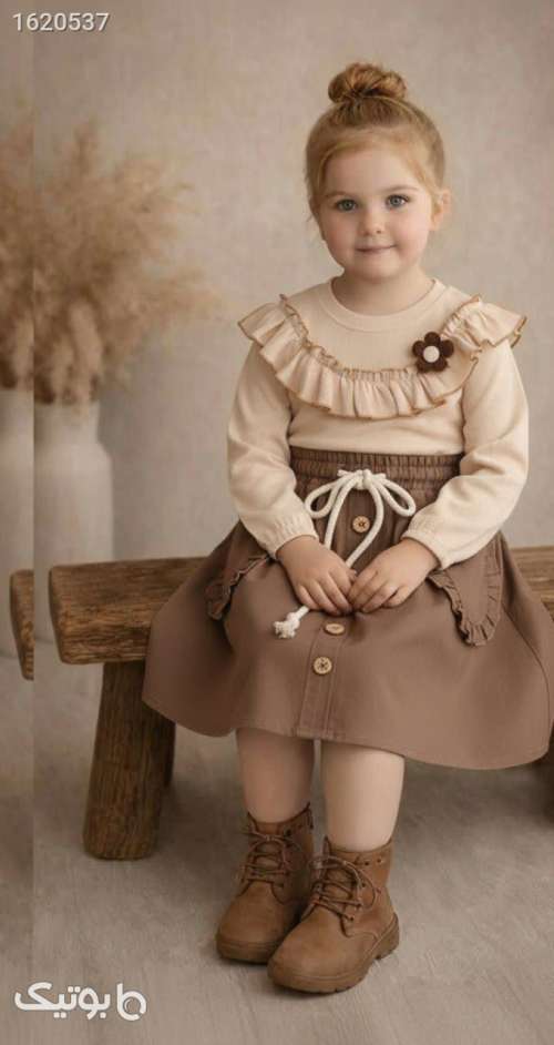 شومیز دامن دخترانه  کرم 04 2026