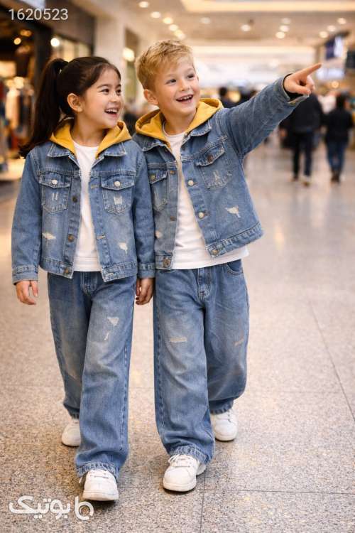 کت و شلوار جین دخترانه  فیروزه ای 04 2026
