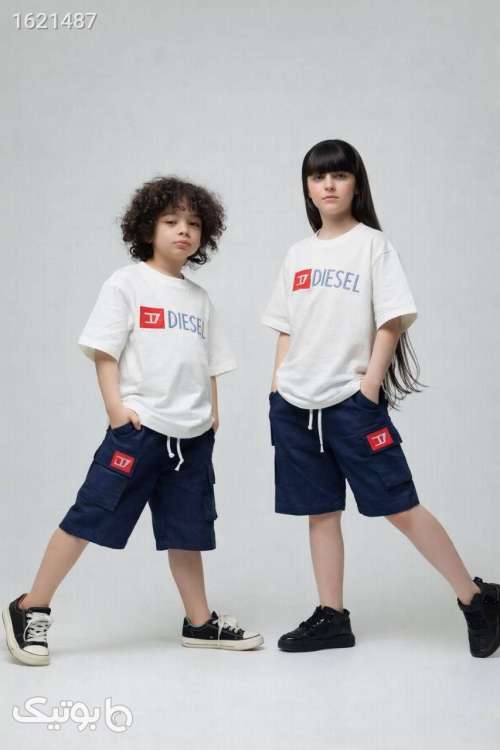 تیشرت شلوارک خواهر برادری  سفید 04 2026