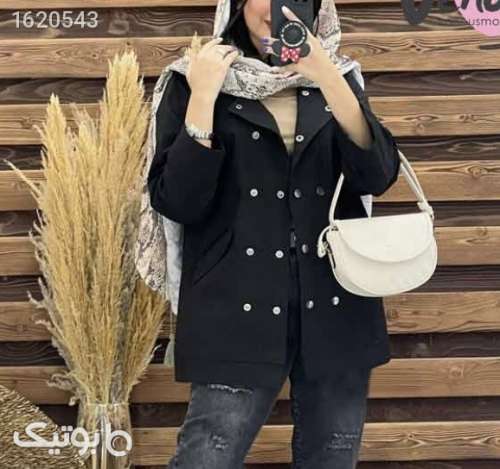 بارونی کلاهدار‌ جیبدار جلودکمه دار مشکی 04 2026